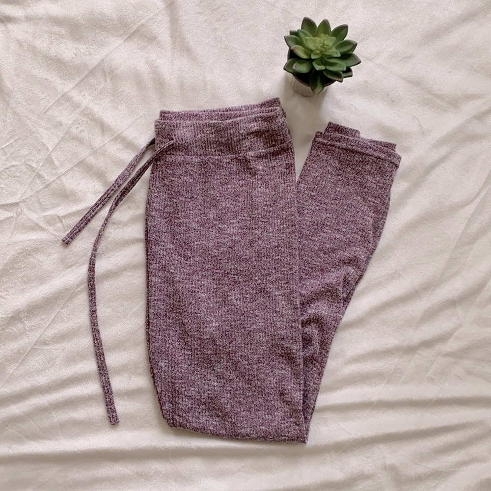 Ribbed stretchy leggings with drawstring